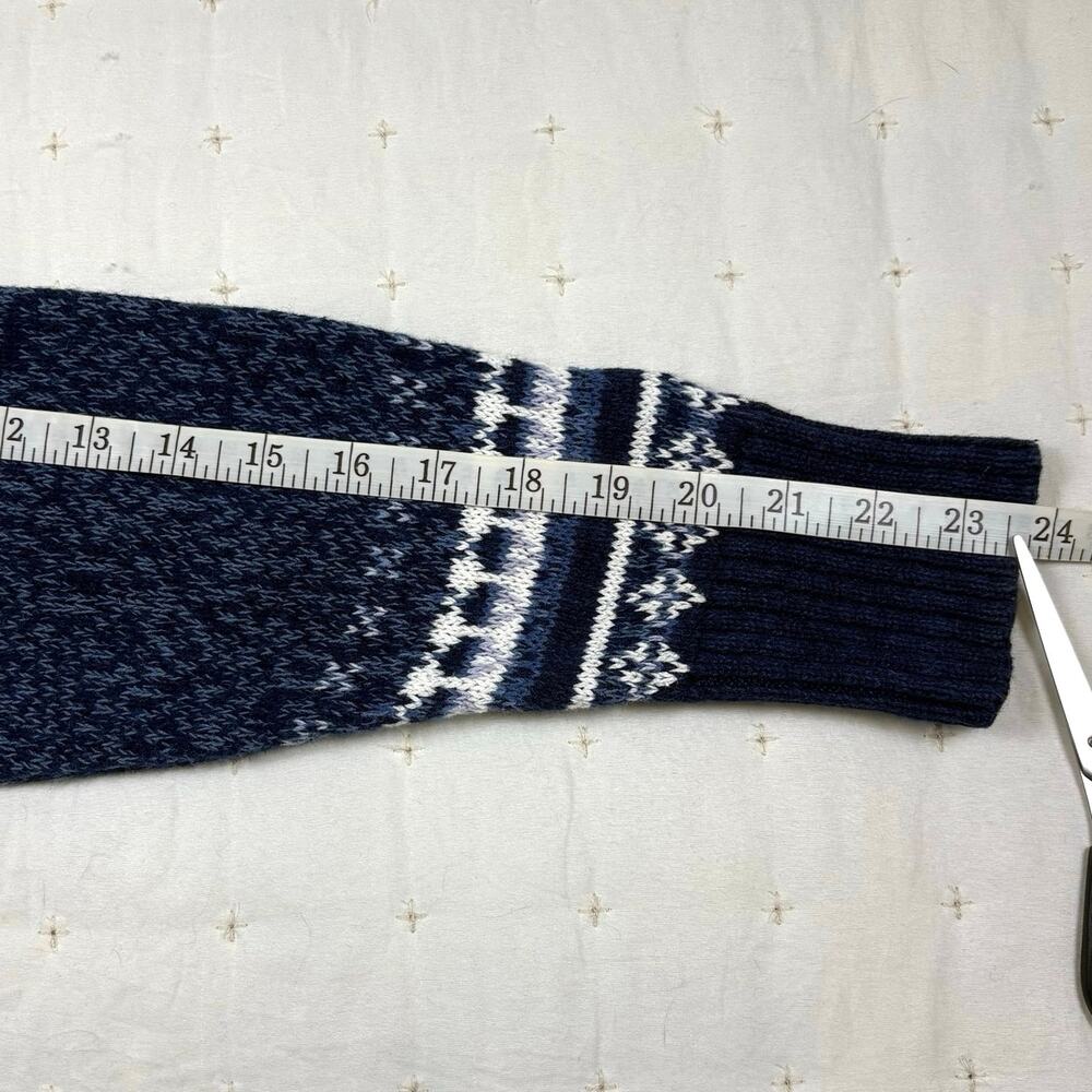 Heirloom Collectibles Vintage Hand Knit Zip Up Cardigan Sweater Women's M Blue - Picture 10 of 12